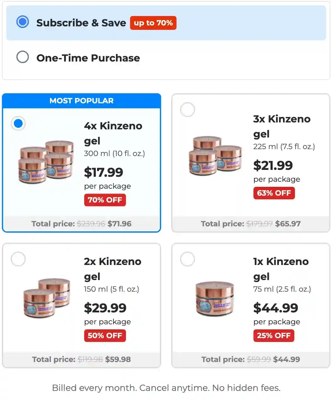 Kinzeno Pricing — Order Packages with Best Value
